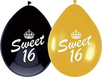 Ballonnen Sweet Sixteen Zwart/Goud - thumbnail