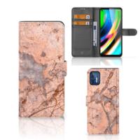 Motorola Moto G9 Plus | Bookcase | Marmer Oranje - thumbnail