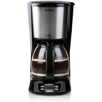 DOMO DO1065K Koffiezetapparaat Zwart, RVS Capaciteit koppen=12 Display, Timerfunctie, Glazen kan