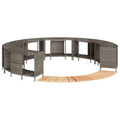 Hottub-ombouw poly rattan massief acaciahout grijs
