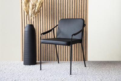 Nohr Eetkamerstoel 'Prescott' Lederlook, kleur Zwart Nohr Eetkamerstoel 'Prescott' Lederlook, kleur Zwart