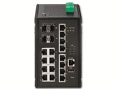 Edimax IGS-5416P - Industriële 16-poorts Gigabit PoE+ Web Managed Switch met 8 PoE+ poorten en 4 SFP-poorten