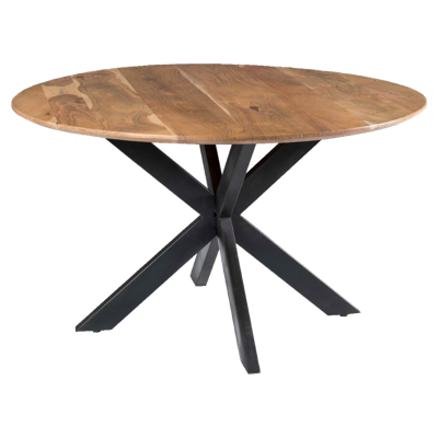 LivingFurn Ronde Eettafel 'Oslo' Mangohout en staal, 120cm