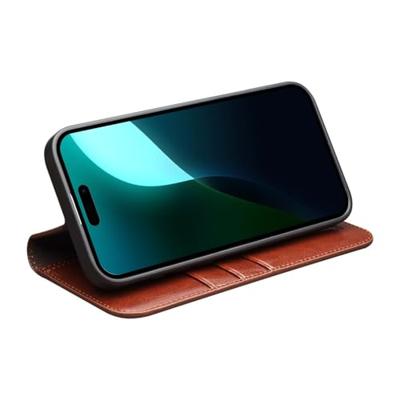 Qialino iPhone 16 Plus hoesje - Leren bookcase - Bruin