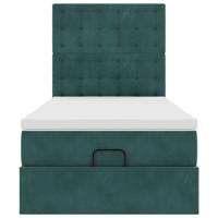 Ottoman bed met matrassen en LED's 90x190cm fluweel donkergroen - thumbnail