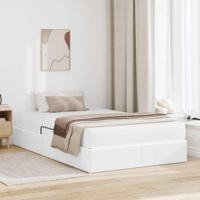 Opbergbed met matras met matras Wit 120 x 200 cm Nep Leer - thumbnail