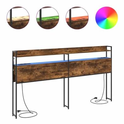 Hoofdbord met plank Gerookt eiken 200 cm Bewerkt hout