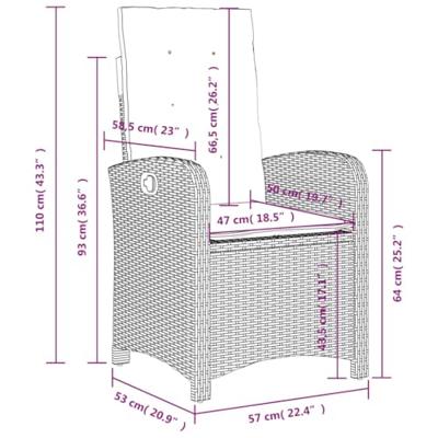 Tuinstoel verstelbaar met kussens poly rattan lichtgrijs Tuinstoel verstelbaar met kussens poly rattan lichtgrijs