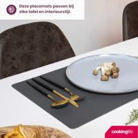 Cookinglife 6 Placemats + 6 Onderzetters - Dubbelzijdig - Vegan leer - Roze / Grijs - thumbnail