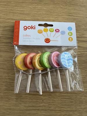 Goki winkelwaar set van 6 houten snoepjes Goki winkelwaar set van 6 houten snoepjes