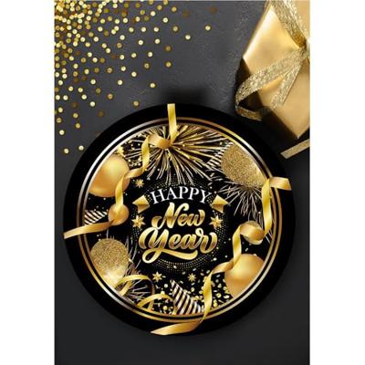 Elegante Nieuwjaar Schaal Zwart/Goud (32cm)