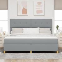 Boxspringbed met matras stof lichtgrijs 200x200 cm - thumbnail