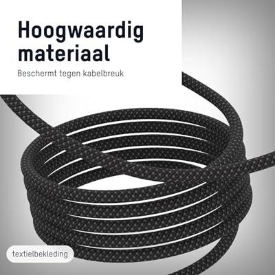 Ansmann 1700-0188 USB-kabel USB-A stekker, USB-C stekker, Apple Lightning stekker 120 cm Zwart Textielmantel