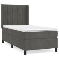 Boxspring met matras fluweel donkergrijs 90x190 cm - thumbnail