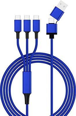 Smrter USB-laadkabel USB 2.0 USB-A stekker, USB-C stekker, USB-C stekker, USB-C stekker 1.20 m Blauw SMRTER_TRIO_C_NB