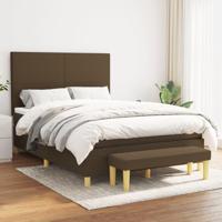 Boxspring met matras stof donkerbruin 140x200 cm - thumbnail
