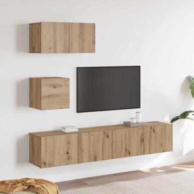 Tv-meubelset Wandgemonteerd 3 pcs Artisan Eiken Bewerkt hout