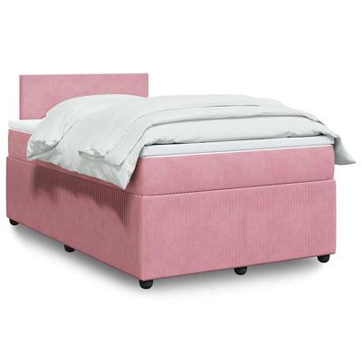 Boxspring met matras fluweel roze 120x190 cm