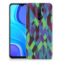 Xiaomi Redmi 9 | TPU Hoesje | Abstract Green Blue - thumbnail