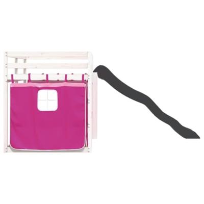 Stapelbed met glijbaan en gordijnen roze 90x200 cm