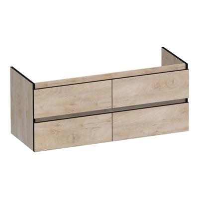 Brauer Joy Edge - Onderkast - 120 cm - met 4 Softclose Lades Greeploos en 2 Sifon Uitsparingen - Forest Wheat
