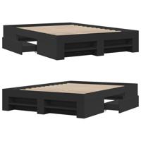 Bedframe bewerkt hout zwart 140x190 cm - thumbnail