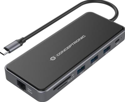 Conceptronic DONN15G laptop dock & poortreplicator Bedraad USB 3.2 Gen 1 (3.1 Gen 1) Type-C Grijs