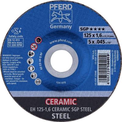 PFERD TOOLS EH 125-1,6 CERAMIC SGP STEEL 61300125 Doorslijpschijf gebogen 125 mm 25 stuk(s) Staal