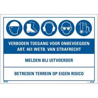 Bouwplaatsbord Verboden toegang voor - 500x700 mm. - thumbnail