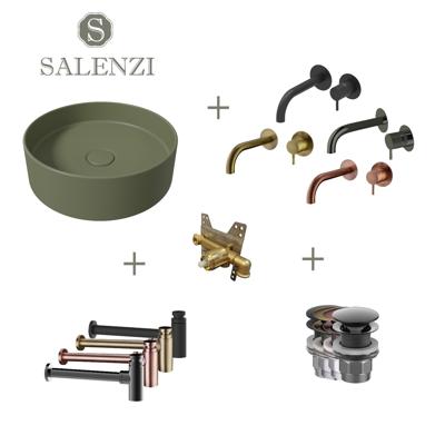 Salenzi Waskomset Hide Circle 40x12 cm Mat Legergroen