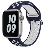 Siliconen sportband met gesp - Blauw + Wit - Geschikt voor Apple Watch 38mm / 40mm / 41mm / 42mm - thumbnail