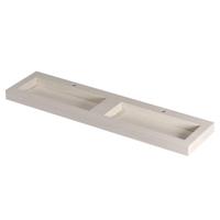 INK Pitch Wastafel keramische slab bak dubbel met drain en front en side skirts 2 kraangaten 180x45x9 Travertin mat - thumbnail