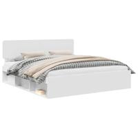 Bedframe met hoofdeinde Wit 180 x 200 cm Massief grenenhout - thumbnail