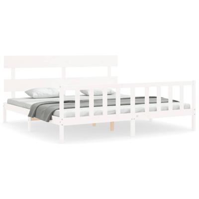 Bedframe met hoofdbord massief hout wit