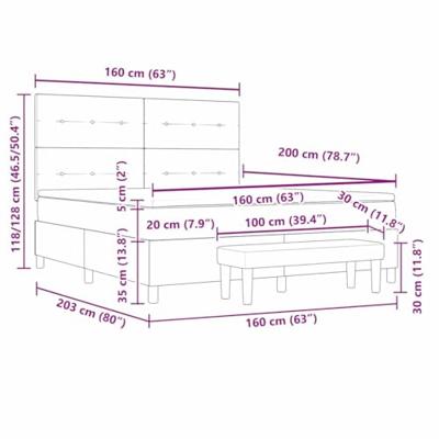 Boxspringbed met matras Lichtgrijs 160 x 200 cm Stof
