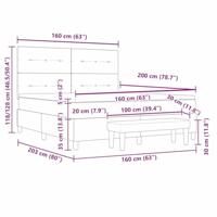 Boxspring Bed met Matras & Bank Donkergrijs 160x200 cm Fluweel - thumbnail