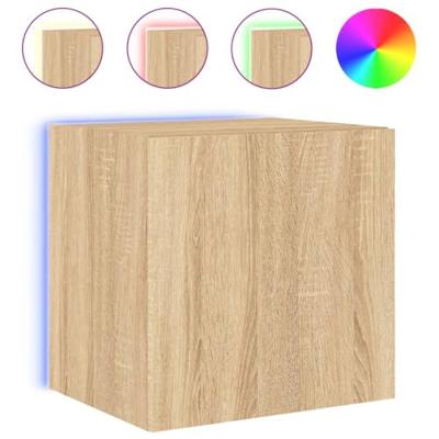 Tv-wandmeubelen met LED 2 st 40,5x35x40 cm sonoma eikenkleurig Tv-wandmeubelen met LED 2 st 40,5x35x40 cm sonoma eikenkleurig