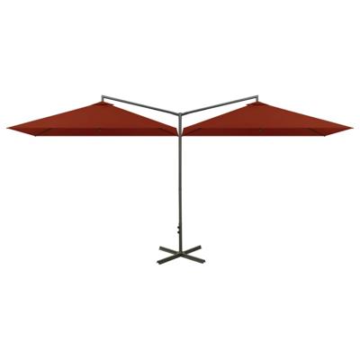 VidaXL Parasol dubbel met stalen paal 600x300 cm terracottakleurig