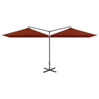 VidaXL Parasol dubbel met stalen paal 600x300 cm terracottakleurig - thumbnail