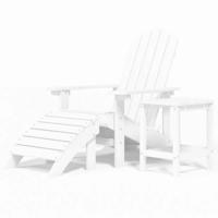 Tuinstoel Adirondack met voetenbank en tafel HDPE wit - thumbnail