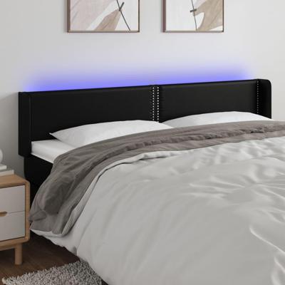 Hoofdbord LED 163x16x78/88 cm kunstleer zwart