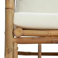 Tuinbank met kussens bamboe crmewit - thumbnail