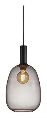 Smoke glas Hanglamp &apos;Alton 23&apos; zwart E27 fitting 23 cm