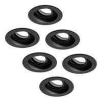 Set van 6 Laredo LED inbouwspots - GU10 4 Watt 345 Lumen - 6500K daglicht wit - Dimbaar - verzonken - Rond - Kantelbaar - IP20 Voor binnen - Zwart - thumbnail