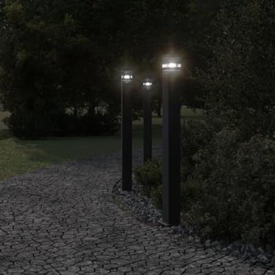 VidaXL Buitenvloerlampen 3 st met stopcontact 110 cm aluminium zwart