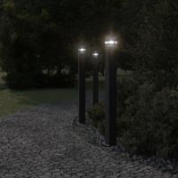 Buitenvloerlampen 3 st met stopcontact 110 cm aluminium zwart - thumbnail