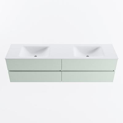 MONDIAZ VICA 180cm badmeubel onderkast Greey 4 lades. Wastafel CLOUD dubbel zonder kraangat, kleur Talc.