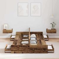 Opbergbedframe met lade Oud hout 120 x 200 cm Bewerkt hout - thumbnail