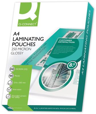 Q-CONNECT lamineeretui A4 2x 250 micron 100 stuks Q-CONNECT lamineeretui A4 2x 250 micron 100 stuks
