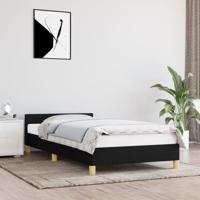 Bedframe met hoofdeinde stof zwart 90x190 cm - thumbnail